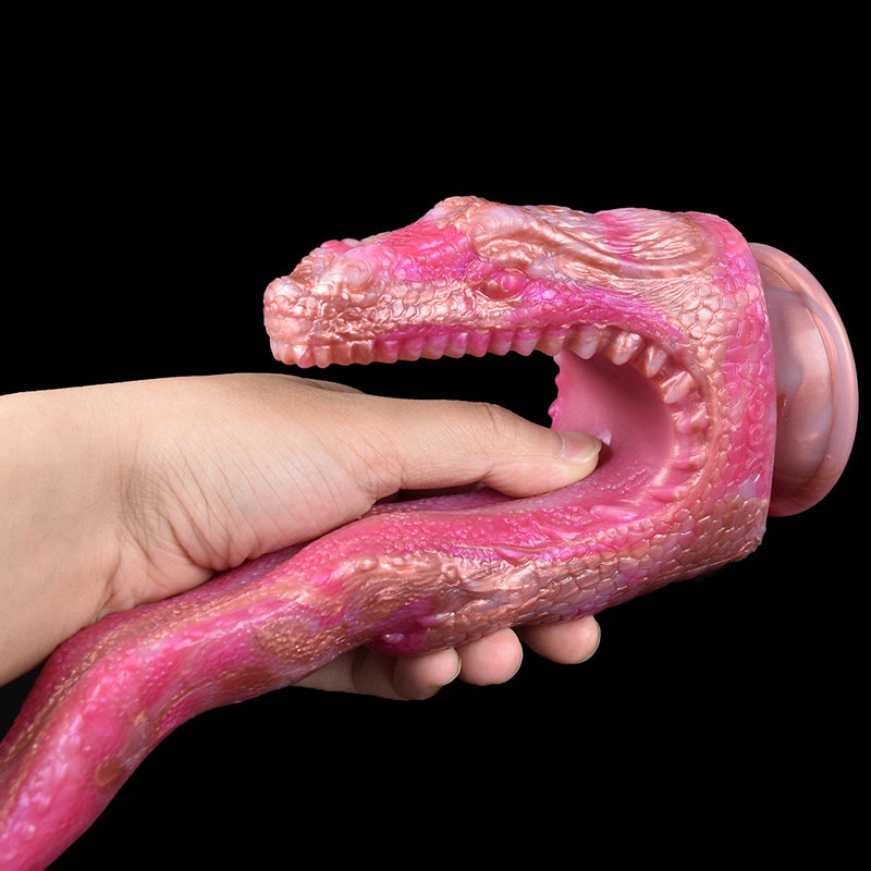 Dragon Dildo FANGVEX Bifid Tongue Jade Glow – top view