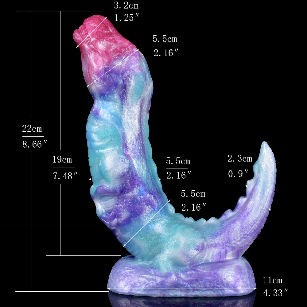 Dragon Dildo RAPTVEX Ice Dragon Platinum Silicone – size scale reference