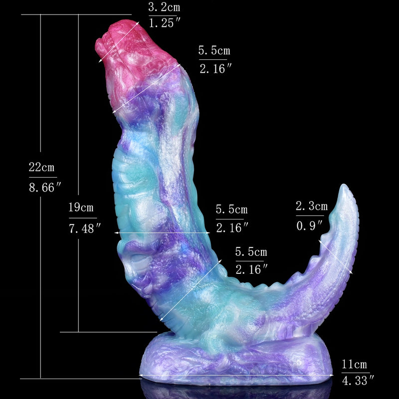 Dragon Dildo RAPTVEX Ice Dragon Platinum Silicone – size scale reference