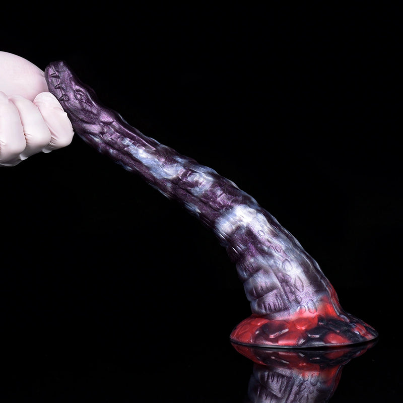 Dragon Dildo DRAKVEX Void Ember Platinum Silicone – rear profile view