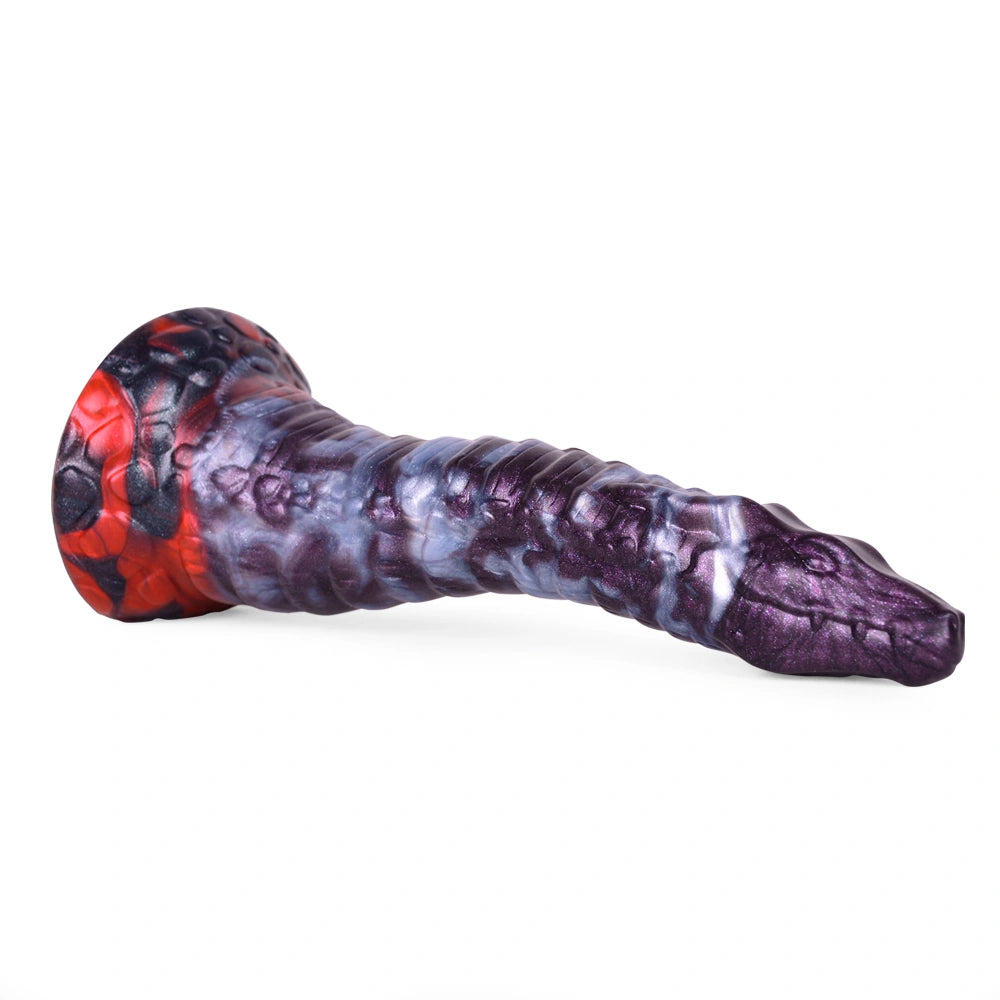 Dragon Dildo DRAKVEX Void Ember Platinum Silicone – lateral side view