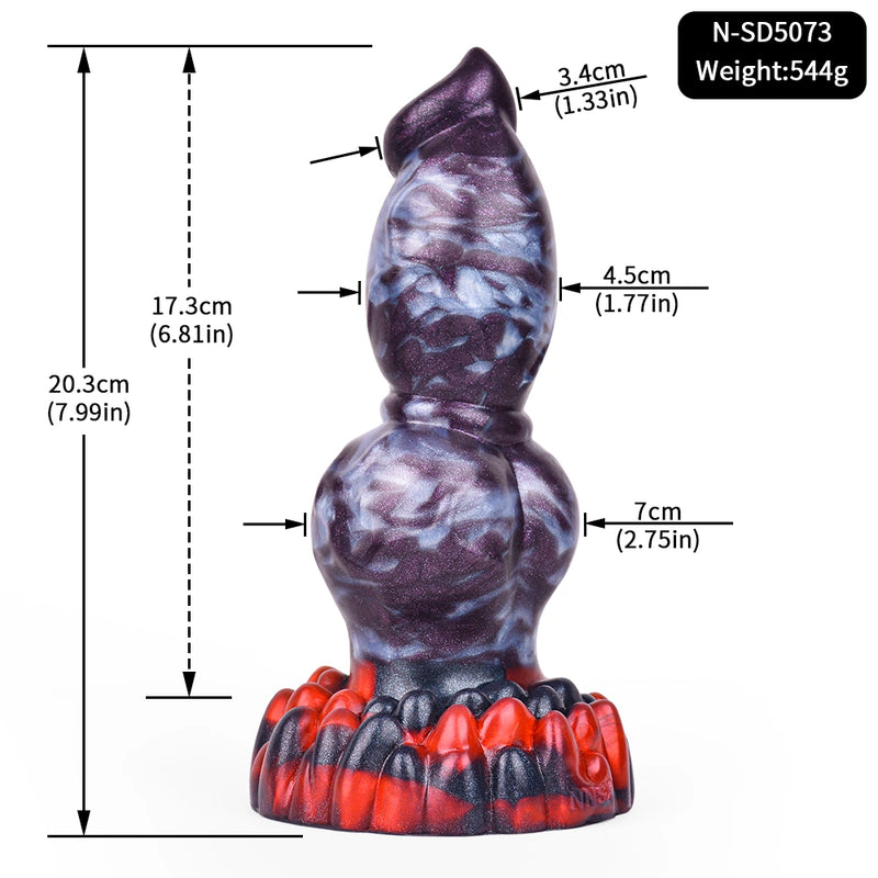 Double Knot Dildo Duovoor Violet Grey 4.5cm 7cm – bottom view