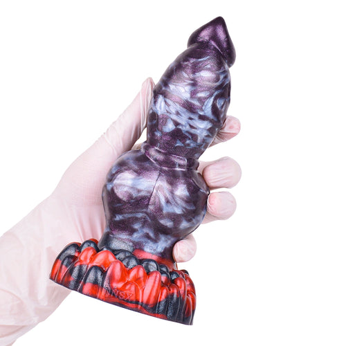 Double Knot Dildo Duovoor Violet Grey 4.5cm 7cm – lateral side view