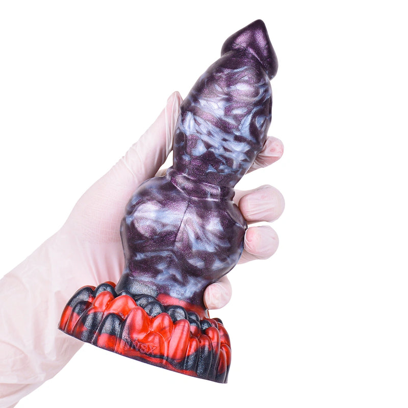 Double Knot Dildo Duovoor Violet Grey 4.5cm 7cm – lateral side view