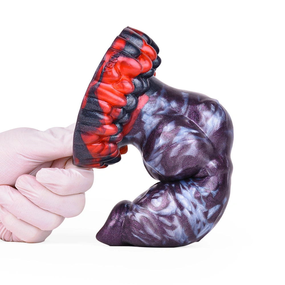 Double Knot Dildo Duovoor Violet Grey 4.5cm 7cm – surface texture detail