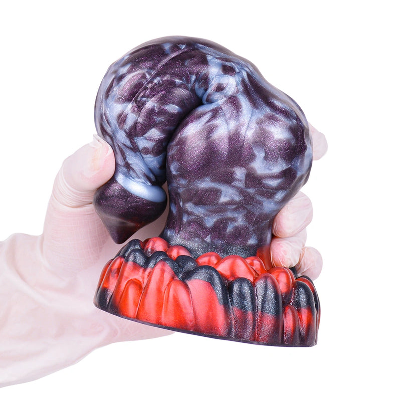 Double Knot Dildo Duovoor Violet Grey 4.5cm 7cm – silicone texture close-up