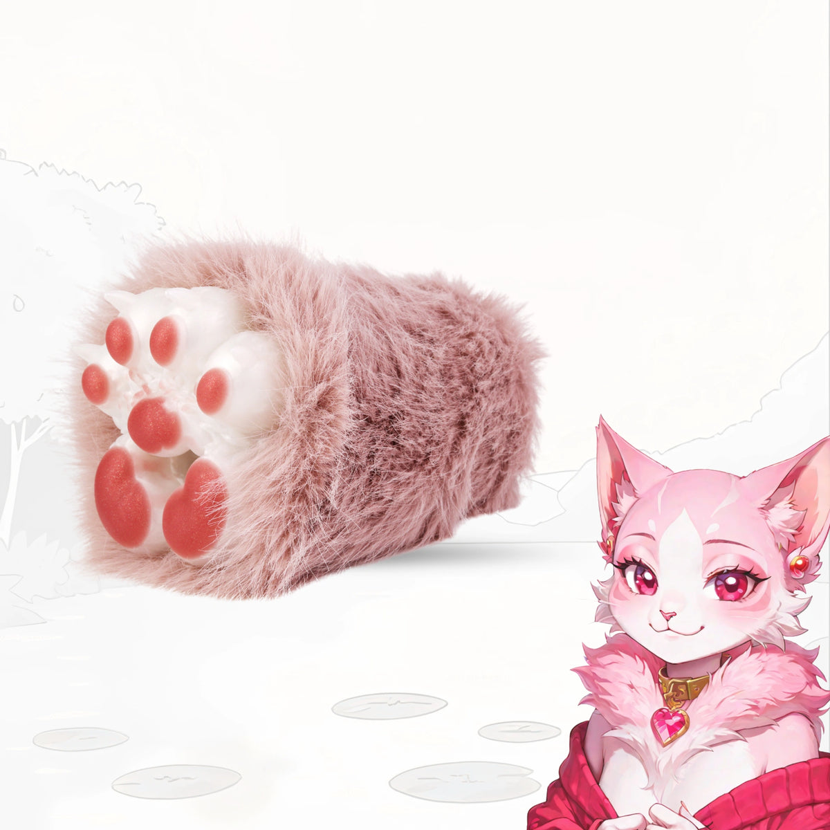 Cat Paw Masturbator Miaovex Rose Mauve Fur – front view