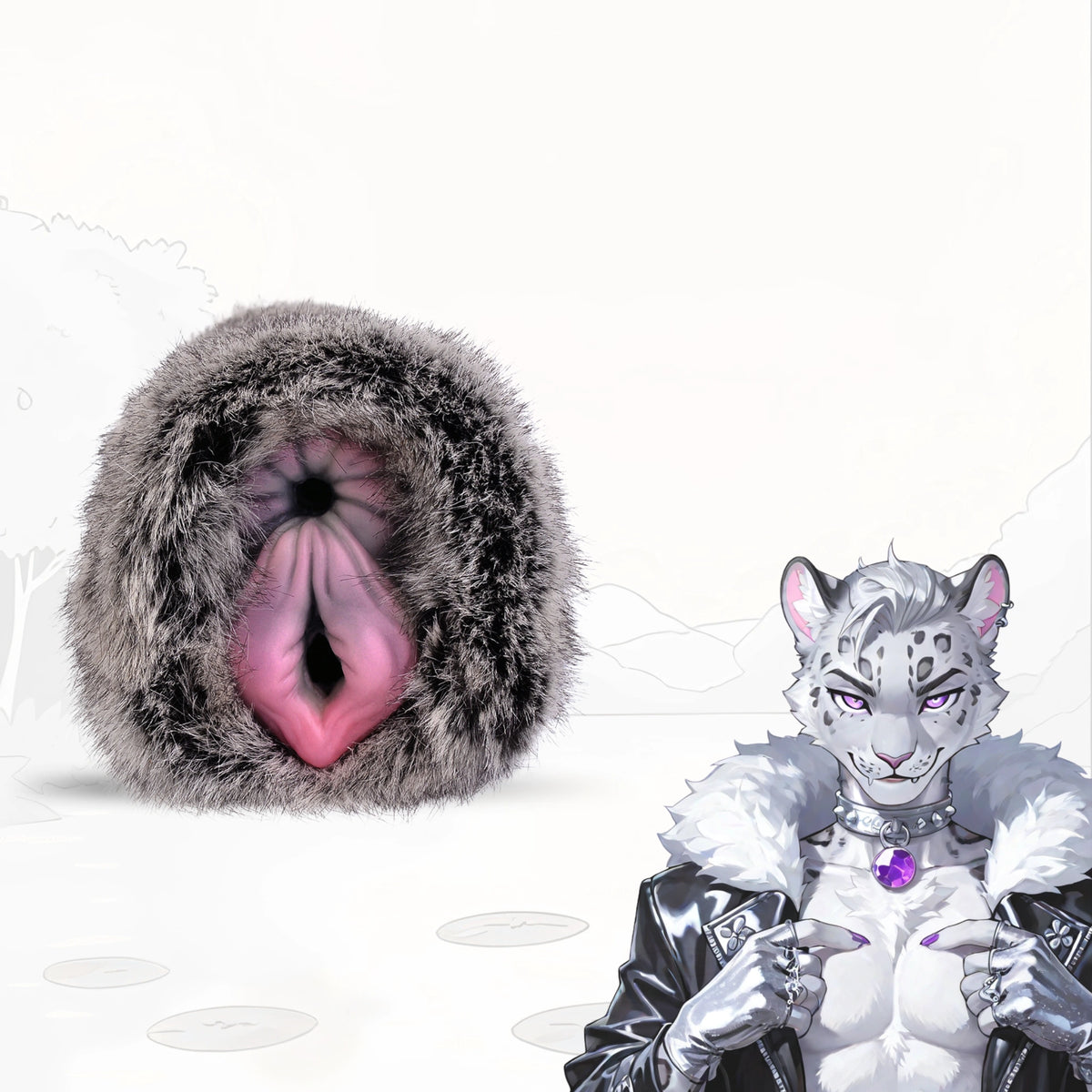 Furry Male Masturbator Griplux Silver Grey Spotted