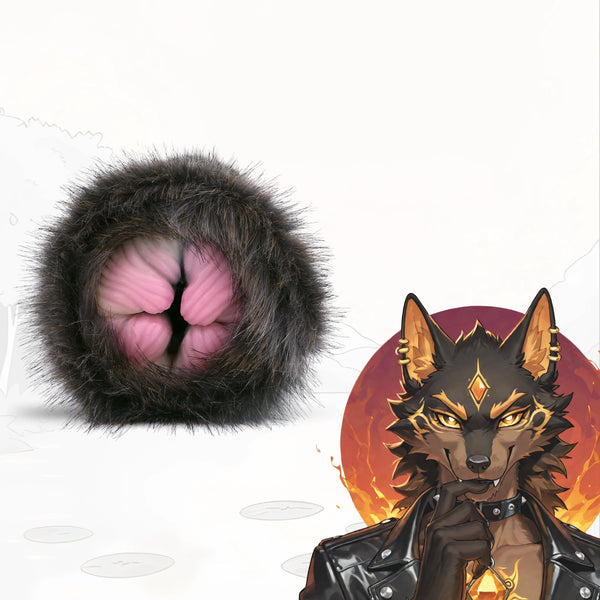 Furry Male Masturbator Noirplux Dark Brown Black Plush Ribbed Dual Pink Entry Compact Silicone