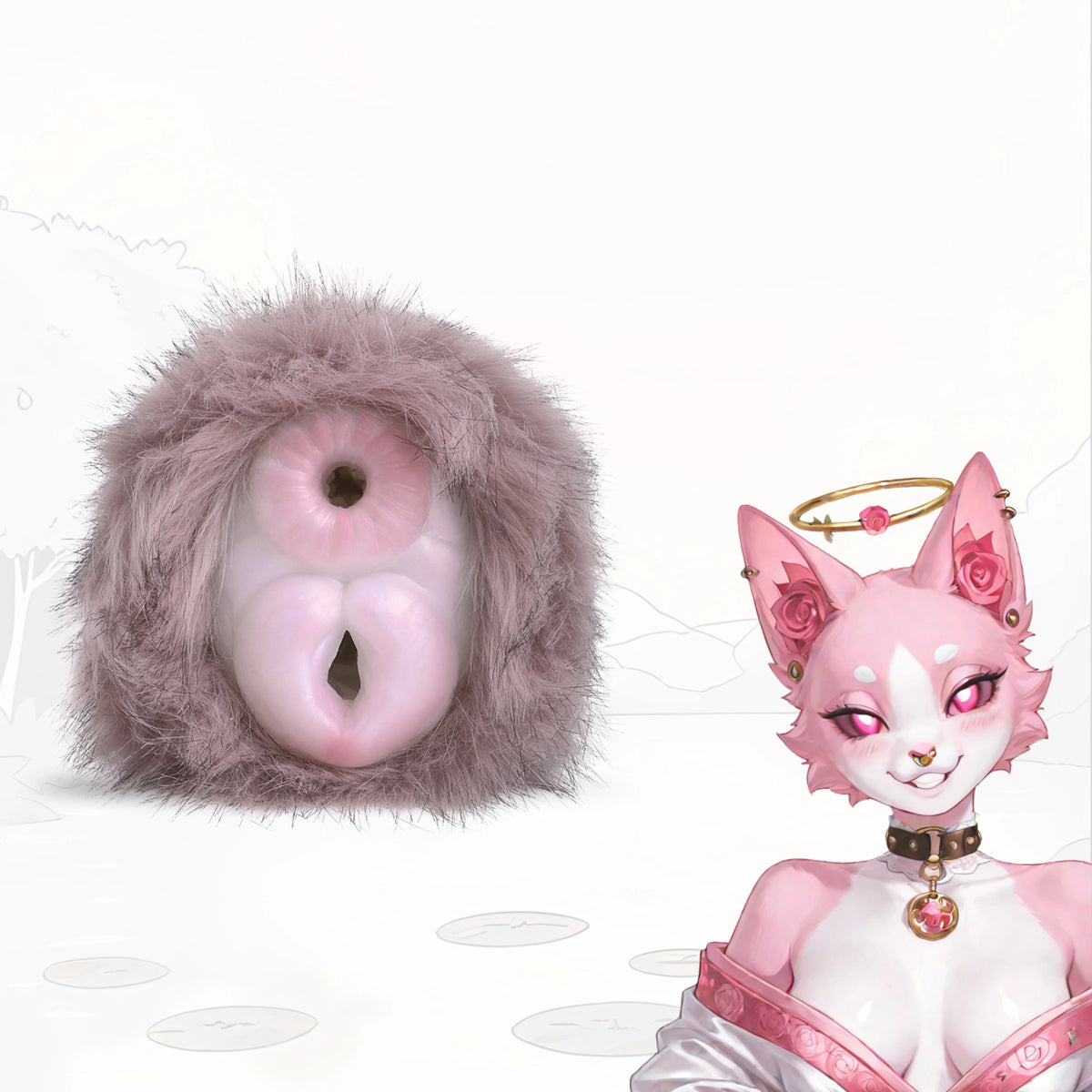 Furry Male Masturbator Roplux Rose Mauve Plush – main product shot