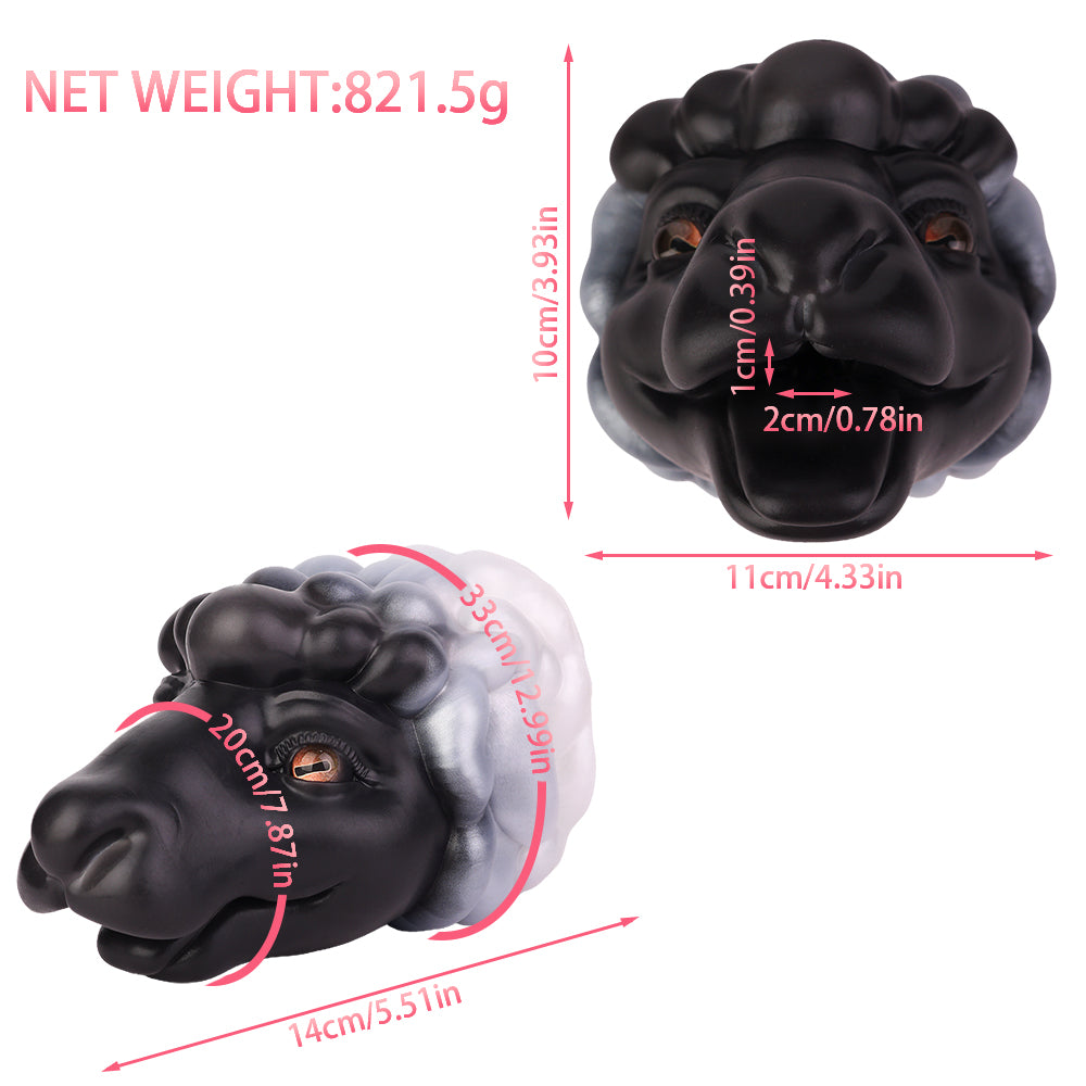 Sheep Masturbator Ovrek Animal Head Fleece – size scale reference