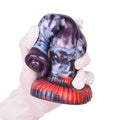 Beaded Dildo Grolvex Violet Grey Triple Bulge – rear view