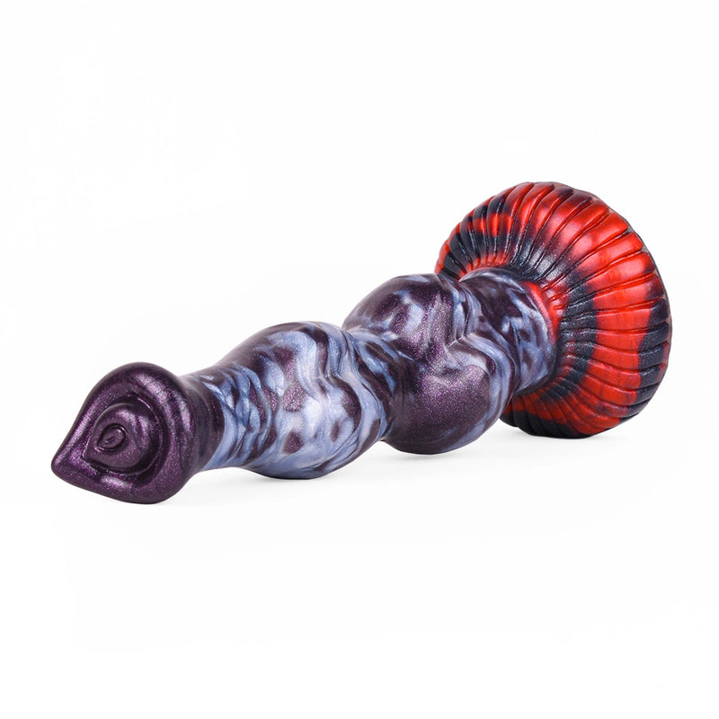 Beaded Dildo Grolvex Violet Grey Triple Bulge – detail close-up
