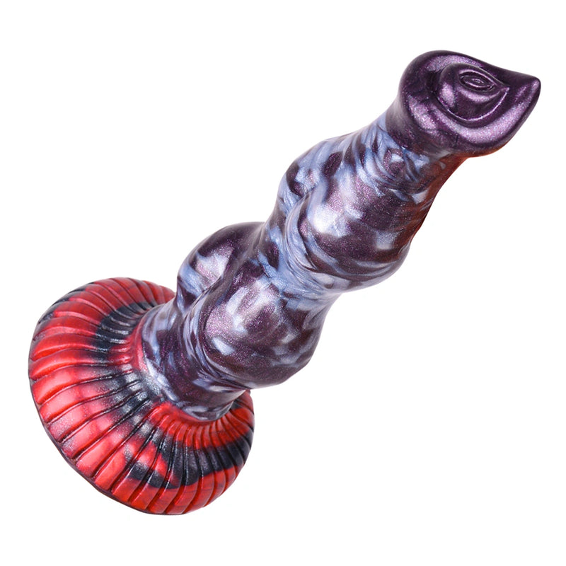 Beaded Dildo Grolvex Violet Grey Triple Bulge – bottom view