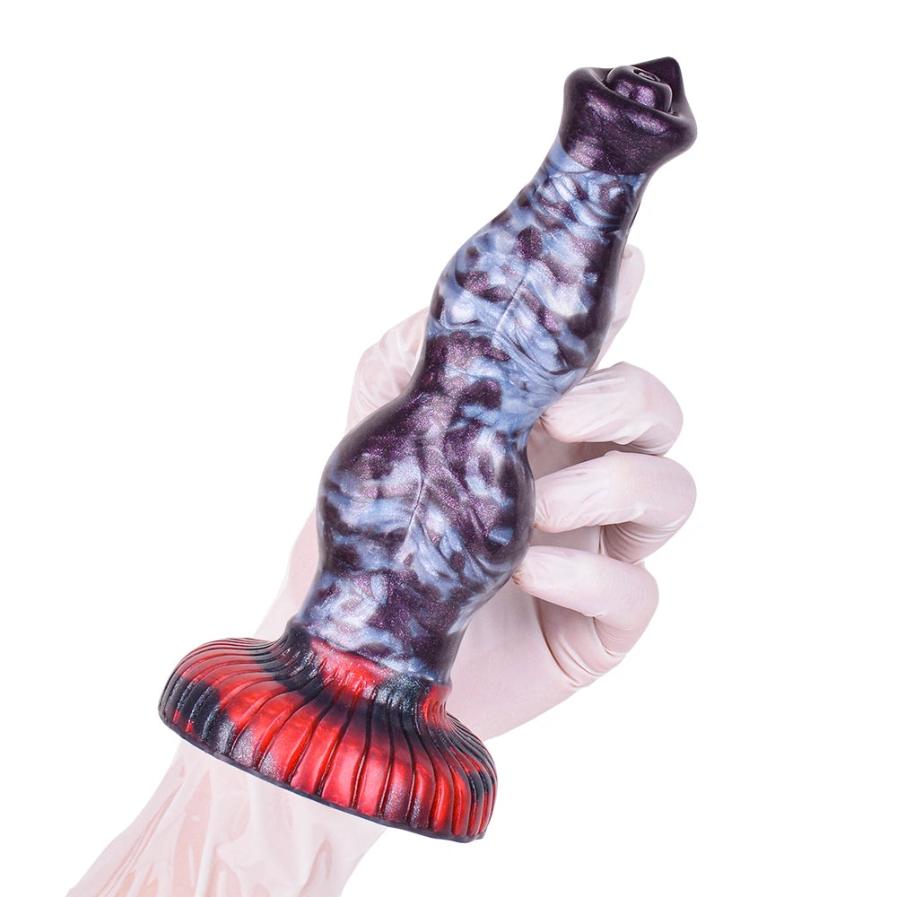 Beaded Dildo Grolvex Violet Grey Triple Bulge – front view
