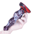 Beaded Dildo Grolvex Violet Grey Triple Bulge – lateral side view