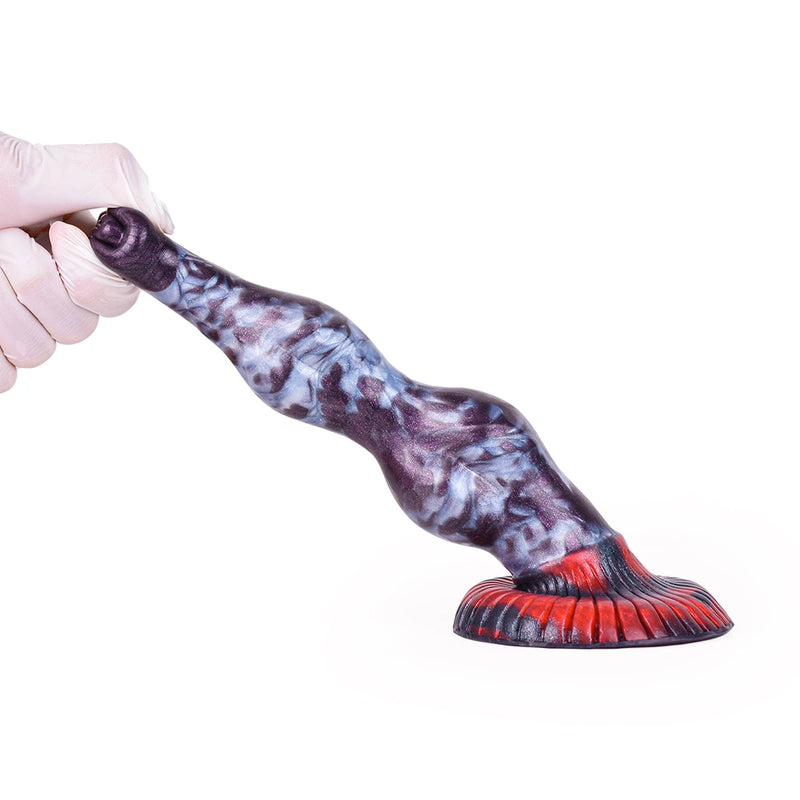 Beaded Dildo Grolvex Violet Grey Triple Bulge – surface texture detail