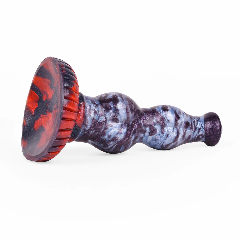 Beaded Dildo Grolvex Violet Grey Triple Bulge – interior channel view