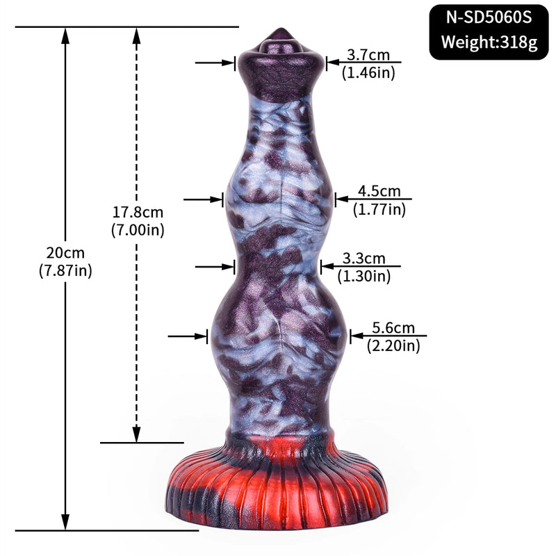 Beaded Dildo Grolvex Violet Grey Triple Bulge – top view