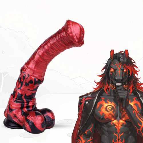 Big Horse Dildo Embervex Red Flames Triple Knot – main product shot