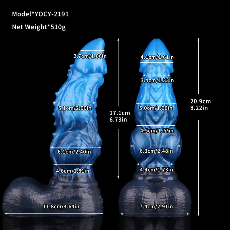 Knot Dildo Kraevoor Dual Layer Blue Crystal 6.3cm – front view