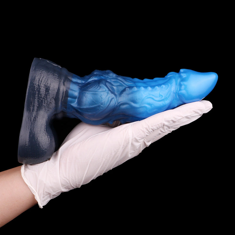 Knot Dildo Kraevoor Dual Layer Blue Crystal 6.3cm – interior channel view
