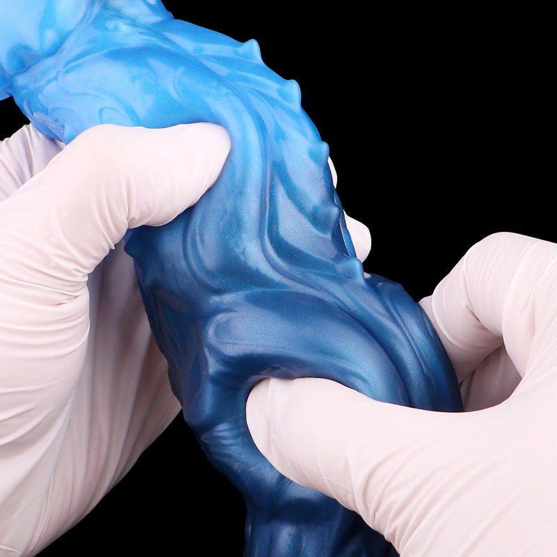 Knot Dildo Kraevoor Dual Layer Blue Crystal 6.3cm – size scale reference