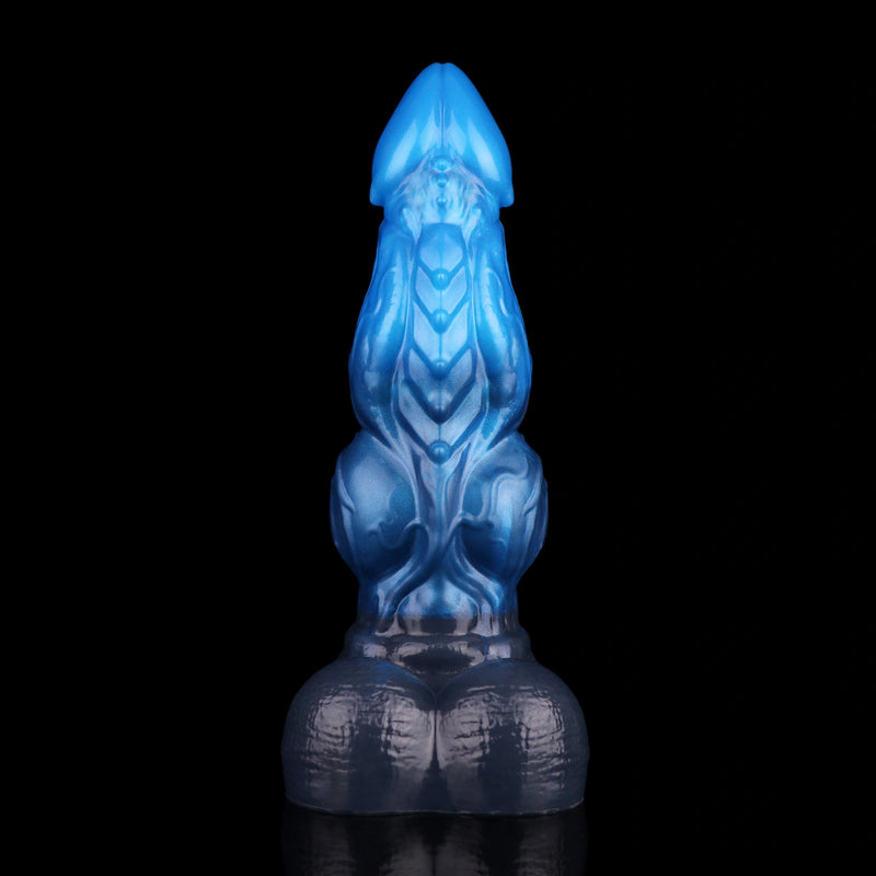 Knot Dildo Kraevoor Dual Layer Blue Crystal 6.3cm – silicone texture close-
