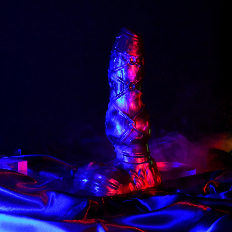 Knot Dildo Kraevoor Large Armor Shaft Violet Blue Crimson Knot Double Petal Crown Base Silicone
