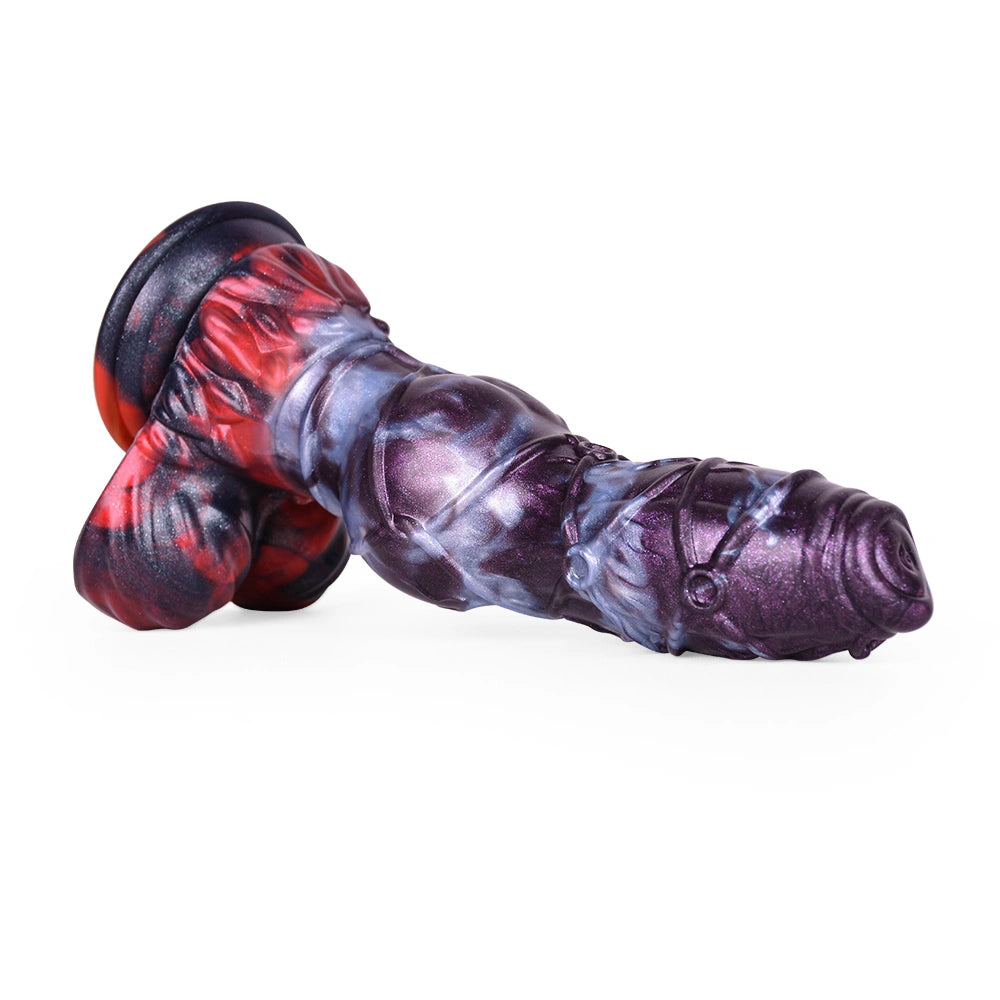 Knot Dildo Kraevoor Large Armor Shaft Violet Blue – rear profile view