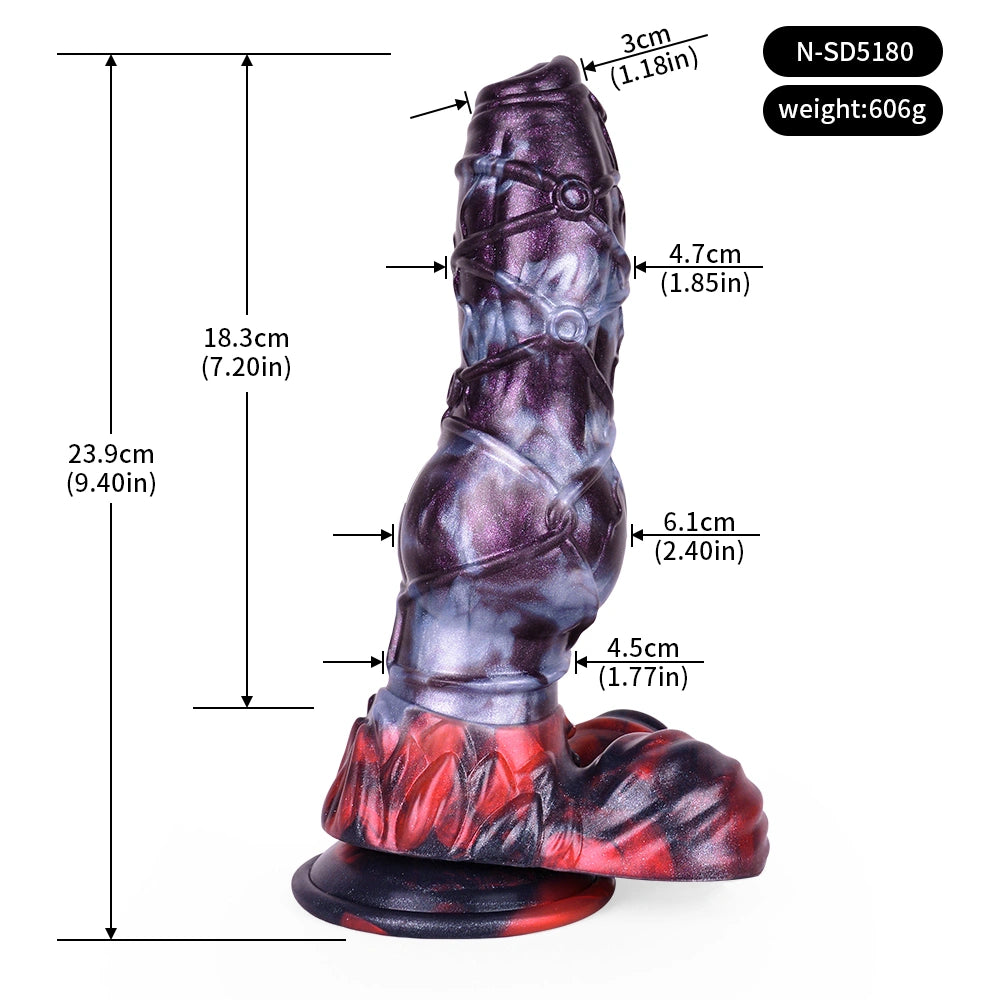 Knot Dildo Kraevoor Large Armor Shaft Violet Blue Crimson Knot Double Petal Crown Base Silicone