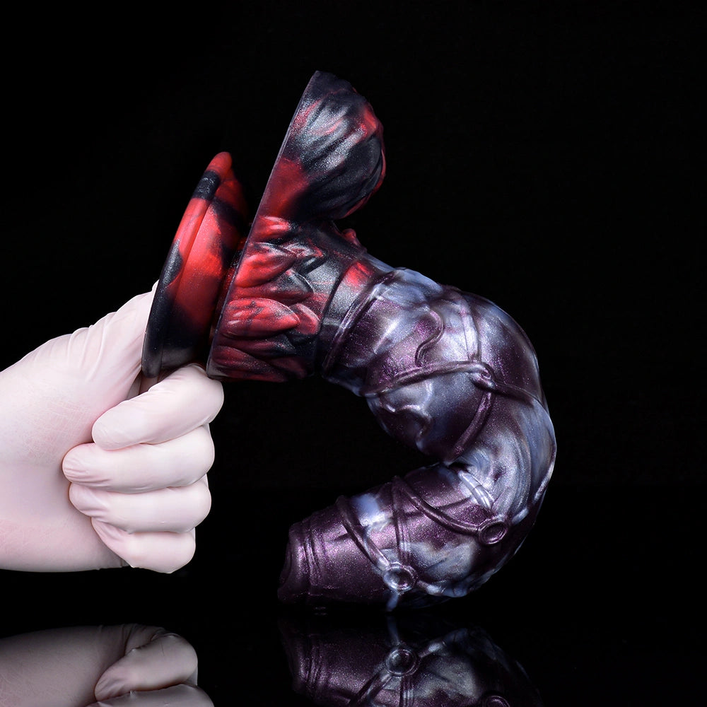 Knot Dildo Kraevoor Large Armor Shaft Violet Blue – silicone texture close-