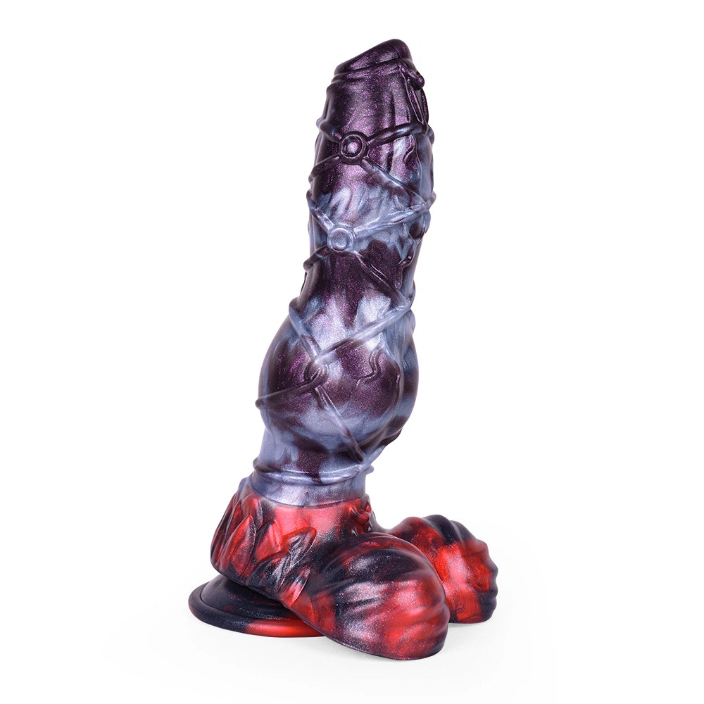 Knot Dildo Kraevoor Large Armor Shaft Violet Blue Crimson Knot Double Petal Crown Base Silicone
