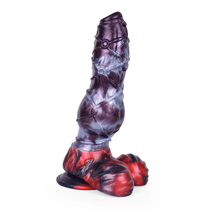 Knot Dildo Kraevoor Large Armor Shaft Violet Blue Crimson Knot Double Petal Crown Base Silicone