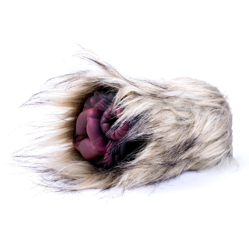 Furry Male Masturbator Lupplux Grey Wolf Fur – side profile view