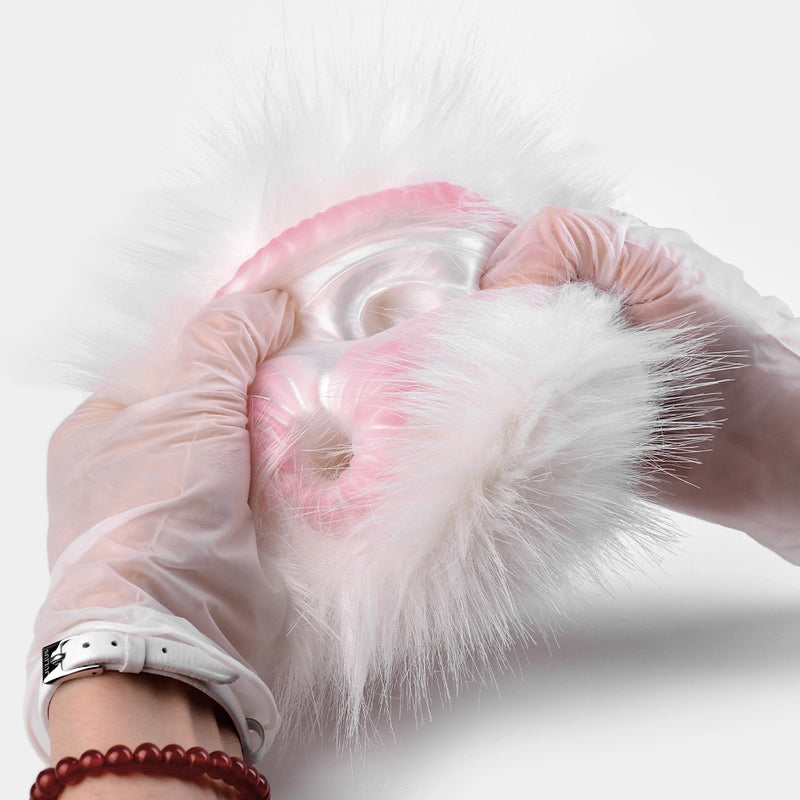 Furry Male Masturbator Nivplux White Wool Dual – side profile view