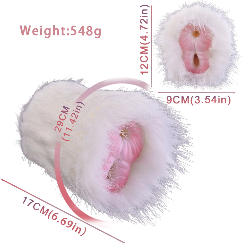 Furry Male Masturbator Nivplux White Wool Dual – bottom view