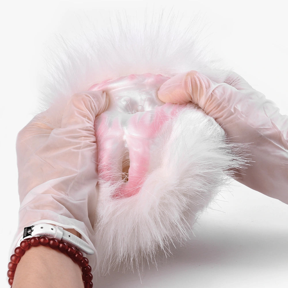 Furry Male Masturbator Nivplux White Wool Dual – surface texture detail