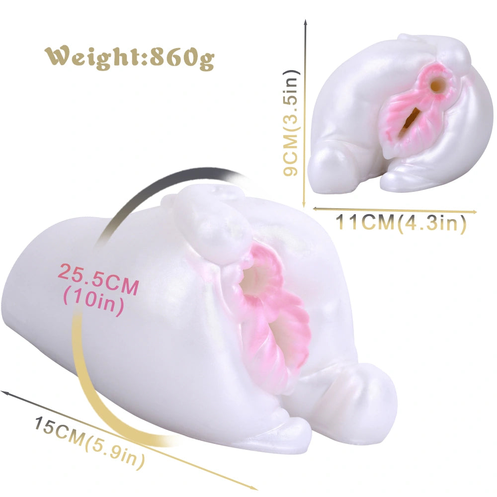 Butt Masturbator Opalyx Dual Channel Pearl White – size scale reference