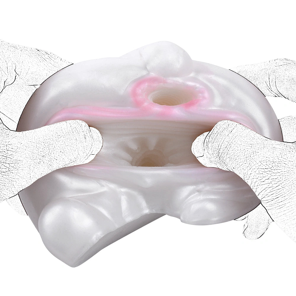 Butt Masturbator Opalyx Dual Channel Pearl White – bottom view