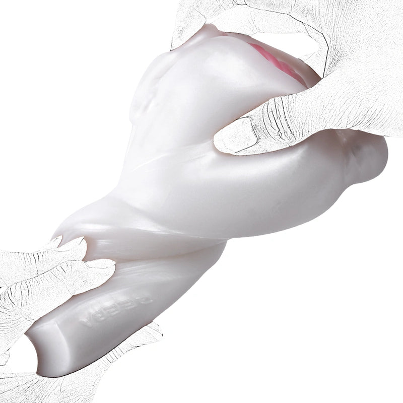 Butt Masturbator Opalyx Dual Channel Pearl White – surface texture detail
