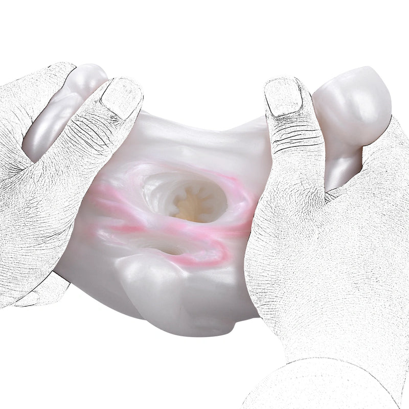 Butt Masturbator Opalyx Dual Channel Pearl White