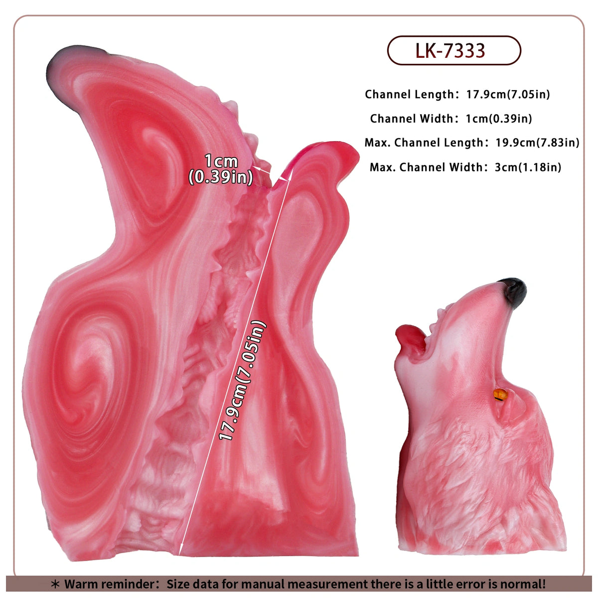 Animal Head Masturbator Skolvar Rose Wolf Pink Howling Oral