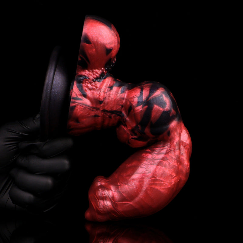 Knot Dildo Pyrvoor Large Red Flames 6.8cm Testicles