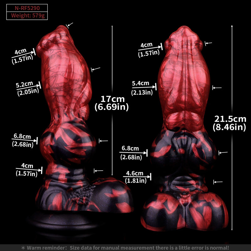 Knot Dildo Pyrvoor Large Red Flames 6.8cm – front view