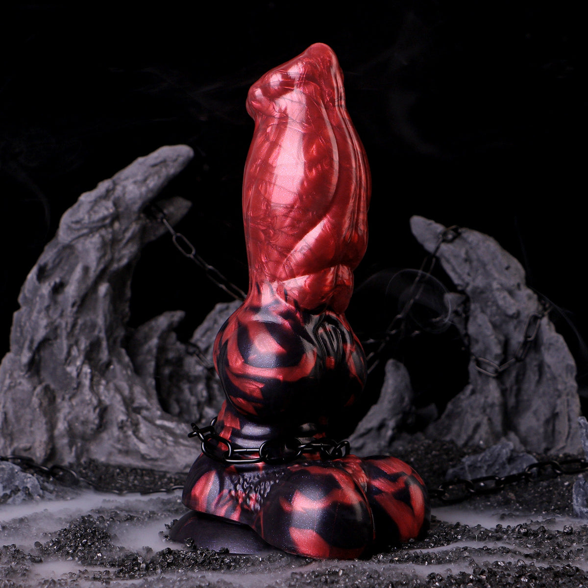 Knot Dildo Pyrvoor Large Red Flames 6.8cm Testicles