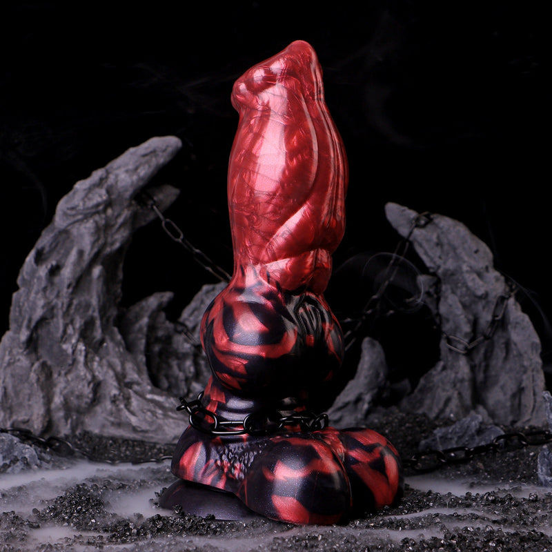 Knot Dildo Pyrvoor Large Red Flames 6.8cm Testicles