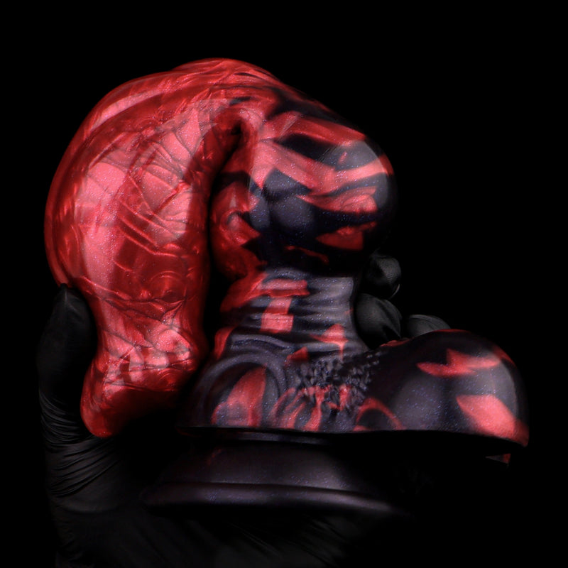 Knot Dildo Pyrvoor Large Red Flames 6.8cm Testicles