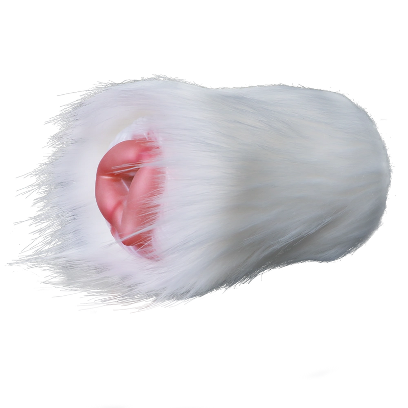 Furry Male Masturbator Rongplux White Long Fur – rear view