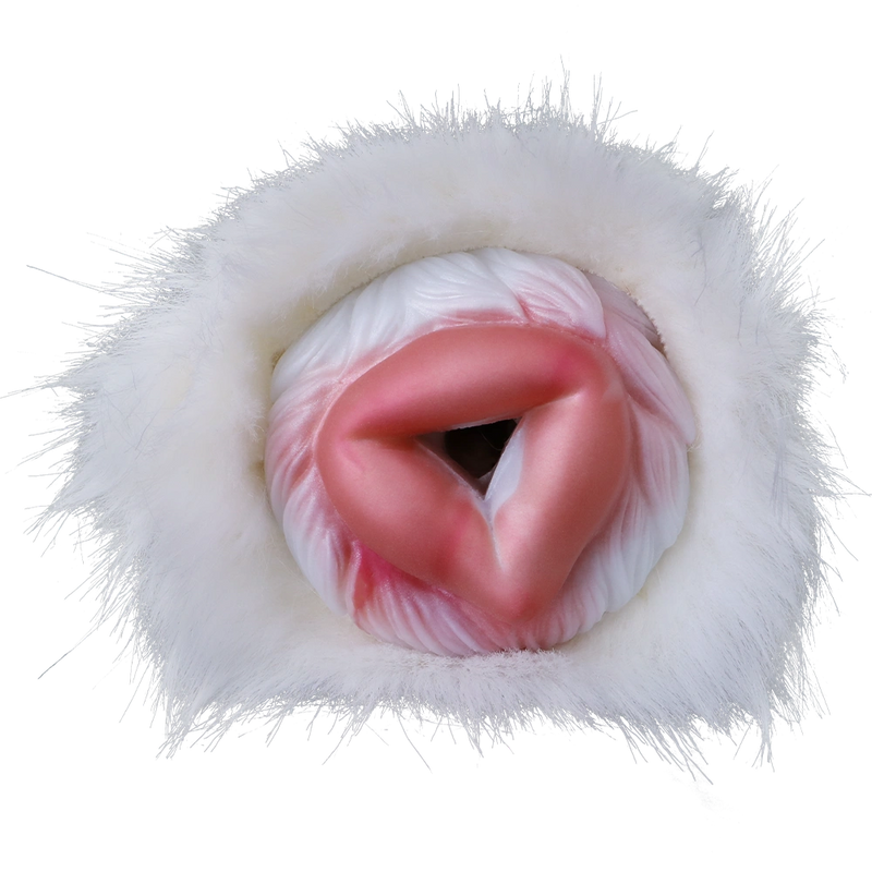 Furry Male Masturbator Rongplux White Long Fur – front view